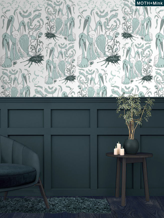 Roses and Egrets Wallpaper - Original