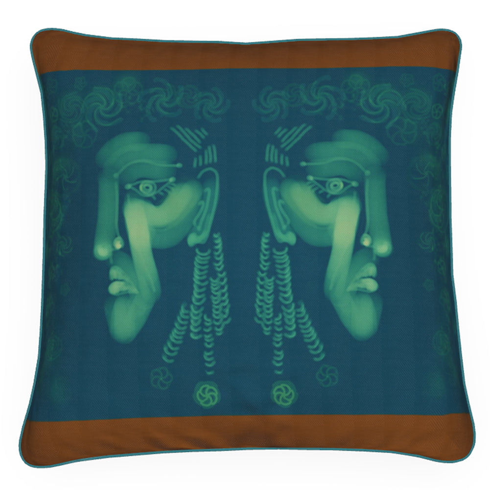 Tribe, Rust and Green, Feather Filled Cushion.