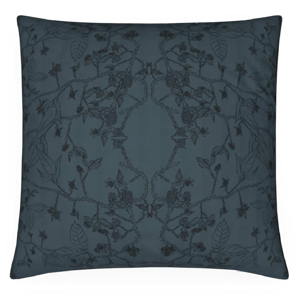 In The Brambles - Capital Blue and Black, Feather Filled Cushion.