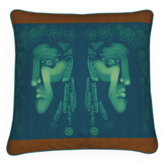Tribe, Rust and Green, Feather Filled Cushion.