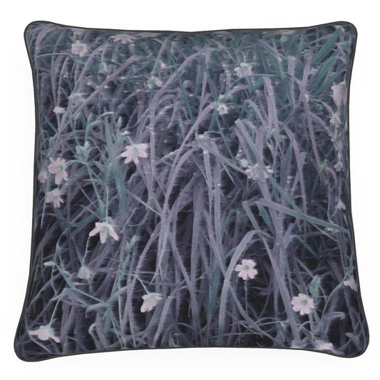 Grass Cascade, Pale Grey, Green and Pink, Feather Filled Cushion.