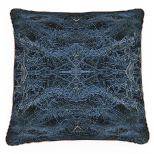 Encrusted, Deep Blue and Dark Grey, Feather Filled Cushion.