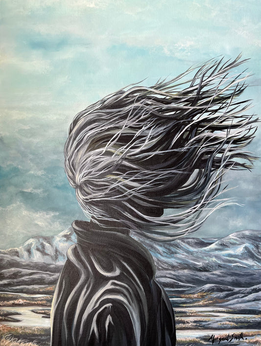 Wail In The Wind, Bhean/she. Original Acrylic Painting on Canvas Board