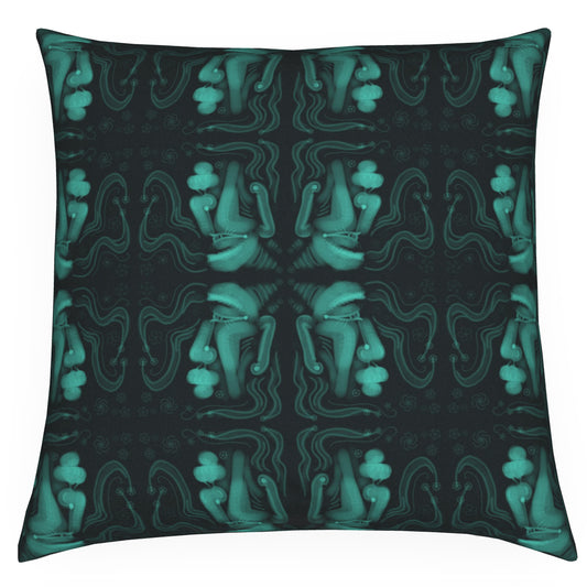 Tribe Three, Grey and Green, Feather Filled Cushion.