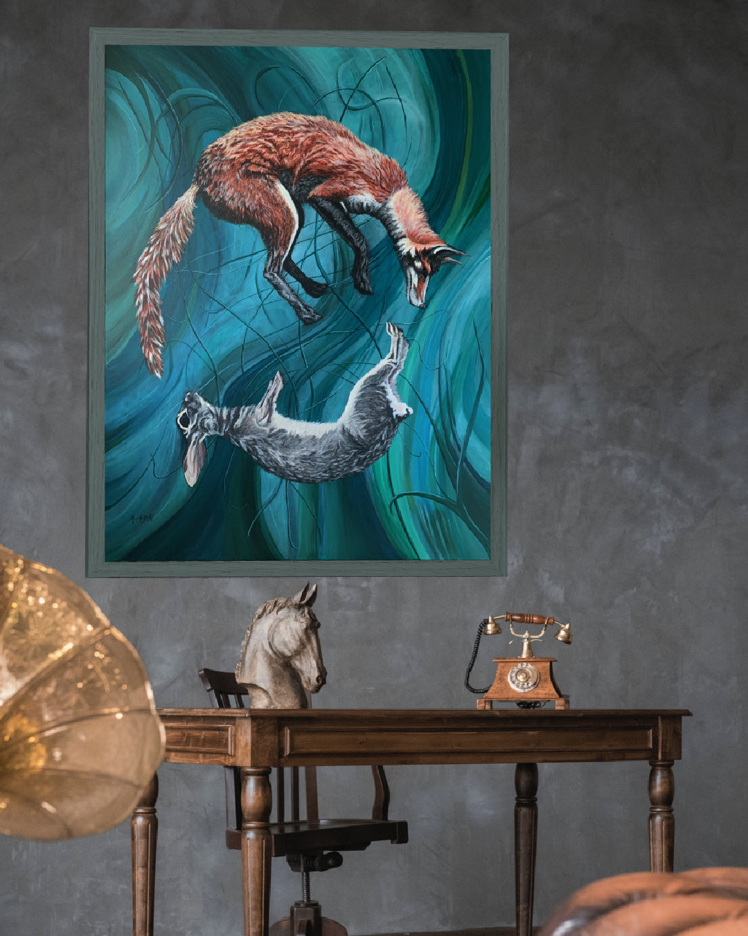 Tentative Truce painting by Irish artist Margaret Smith  painting displayed on wall