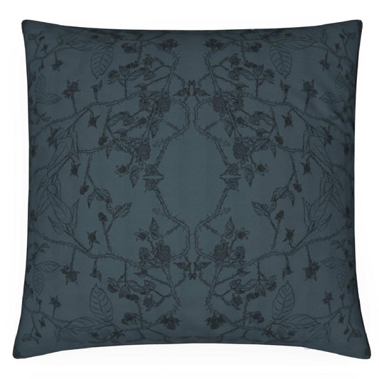 In The Brambles - Capital Blue and Black, Feather Filled Cushion.